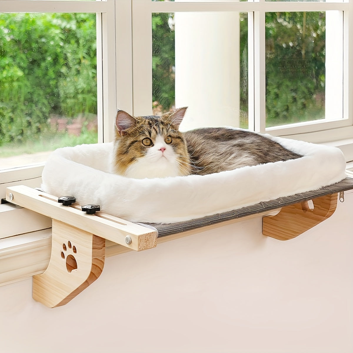 PACILACK Adjustable Cat Window Perch Hammock With Fleece