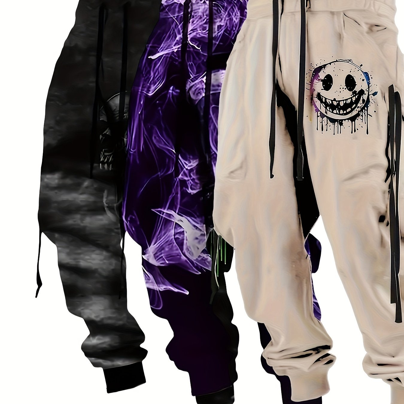 Men's Base Layer Leggings 3pcs Set Stylish Elastic Waist Jogging Pants Athletic Trousers Men's Casual Relaxed Fit Drawstring Sports Pants - Revitalize Mind Body