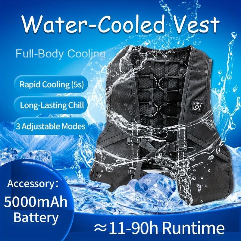 Premium Water-Cooling Vest For Men & Women | 5s Quick Cooling, Long-Lasting Cooling Vest With Ice Packs & Rechargeable Battery, Adjustable Cooling Modes, Ultra-Portable UV-Resistant Design For Outdoor, Sports, Work & Hot Summ - Revitalize Mind Body