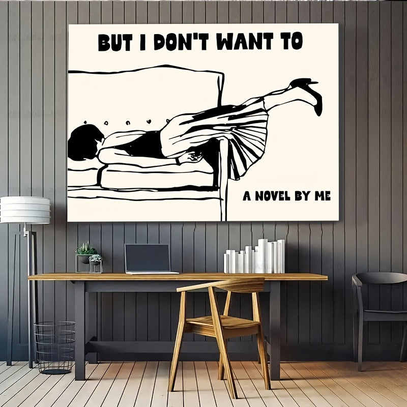 Wrapped Wooden Framed Canvas Poster With Funny Quotes Wall Art
