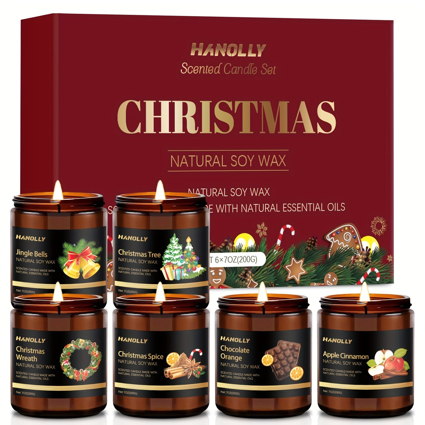 Christmas Scented Candle Gift Set for Holidays and Celebrations