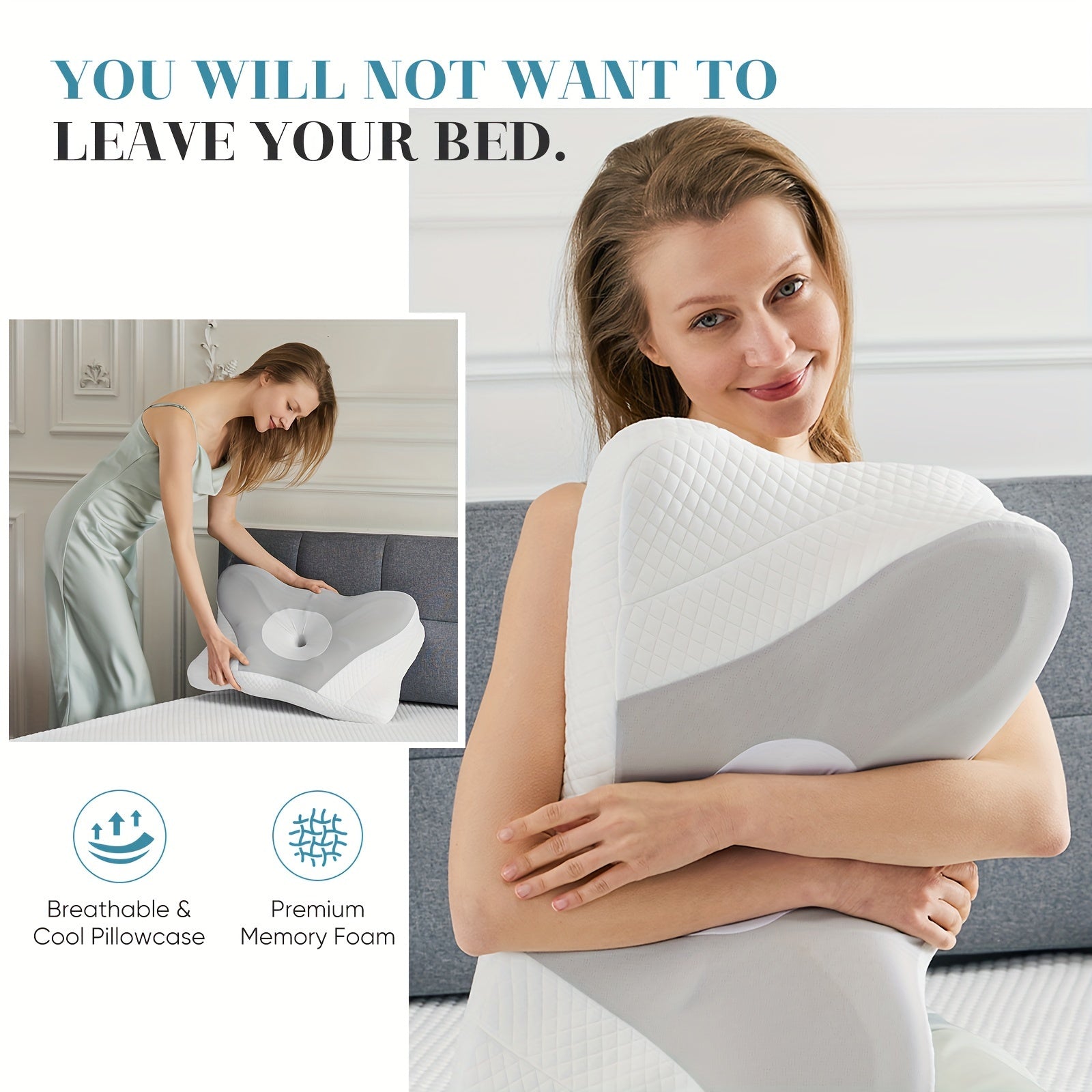 OLIXIS Cervical Neck Pillow Memory Foam Orthopedic Cooling Pillowcase - Revitalize Mind Body