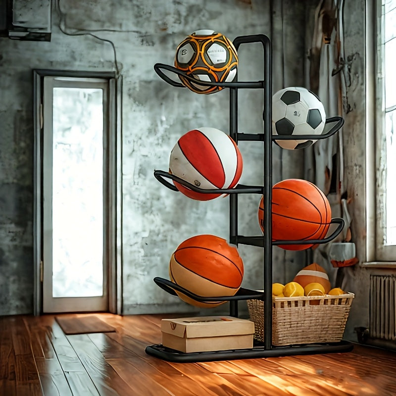 Four Tier Basketball Storage Rack for Gym and Garage