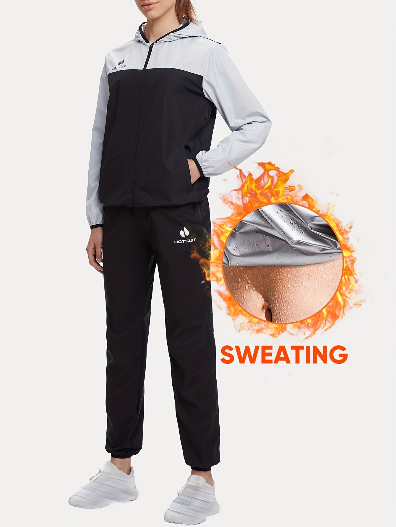 HOTSUIT Women's Sweat Sauna Suit With Hooded Jacket And Pants - Revitalize Mind Body