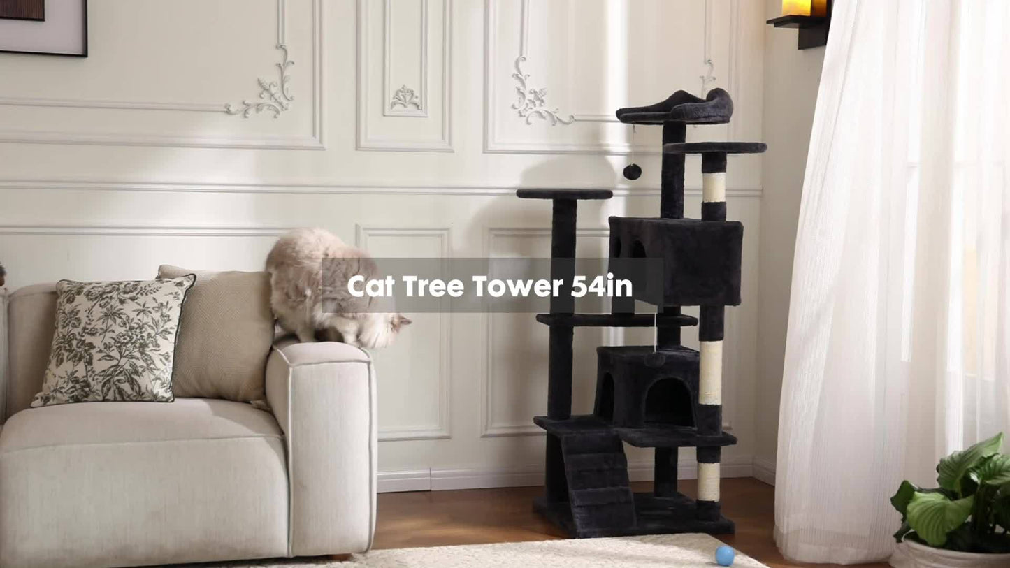 Sweetcrispy Multilevel Cat Tree Tower Indoor With Sisal Scratching Post