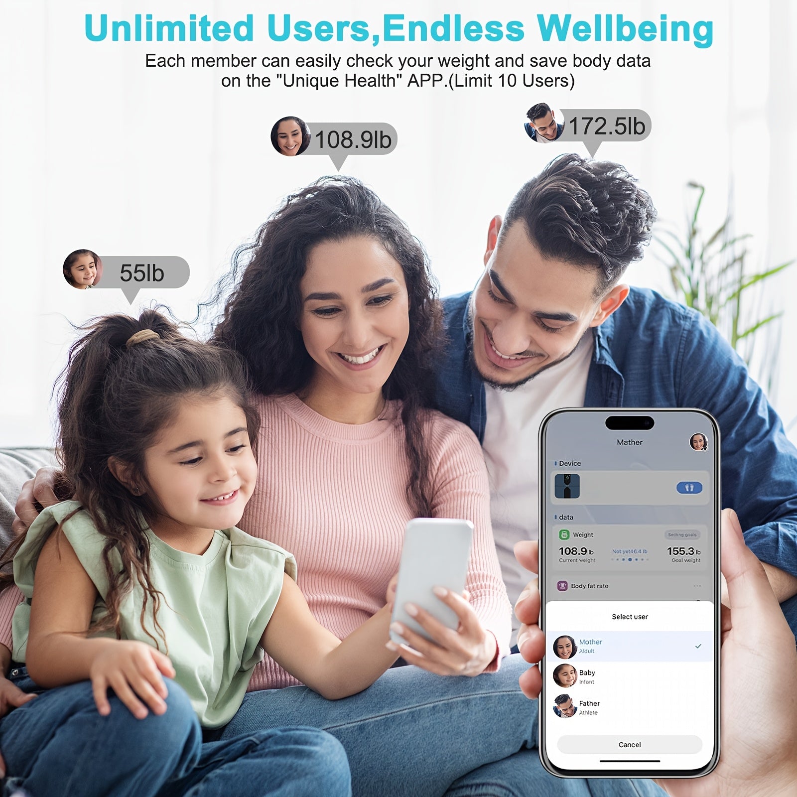 [1pc Smart Scale] 1pc Smart Scale | 11.8*11.8in Color Large Display Bathroom Scale with BMI Weighing, Body Composition Monitoring, 400LB Load Capacity, Thickened ITO Glass, Smartphone Apps - Revitalize Mind Body