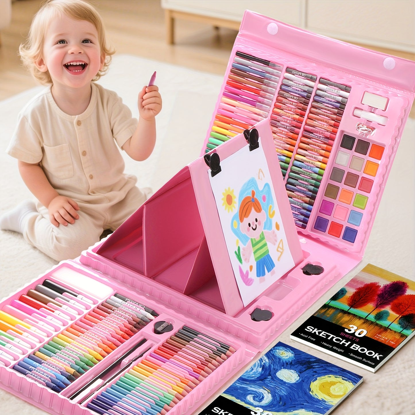 PASAMIC 237Pcs Kids Art Set With Double Sided Easel