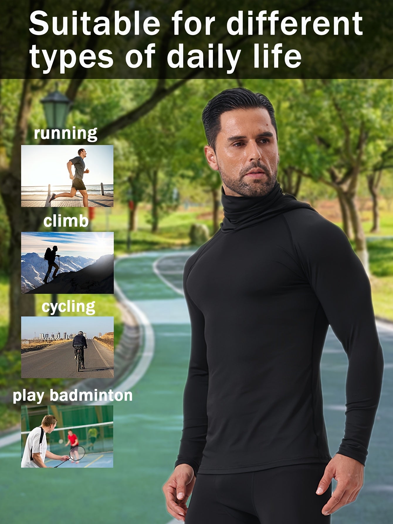 Moisture-Wicking Hooded Long-Sleeve Sportswear With Face Mask Set Of 3 - Revitalize Mind Body