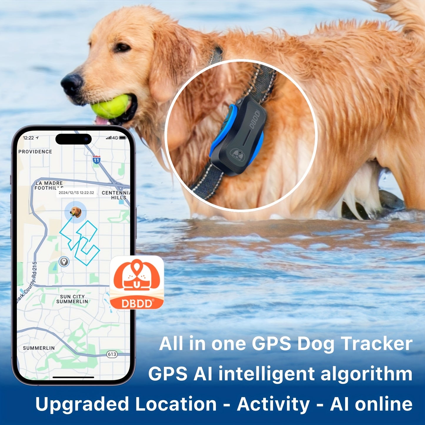 DBDD Dog GPS Tracker Pro Real Time Location and Health