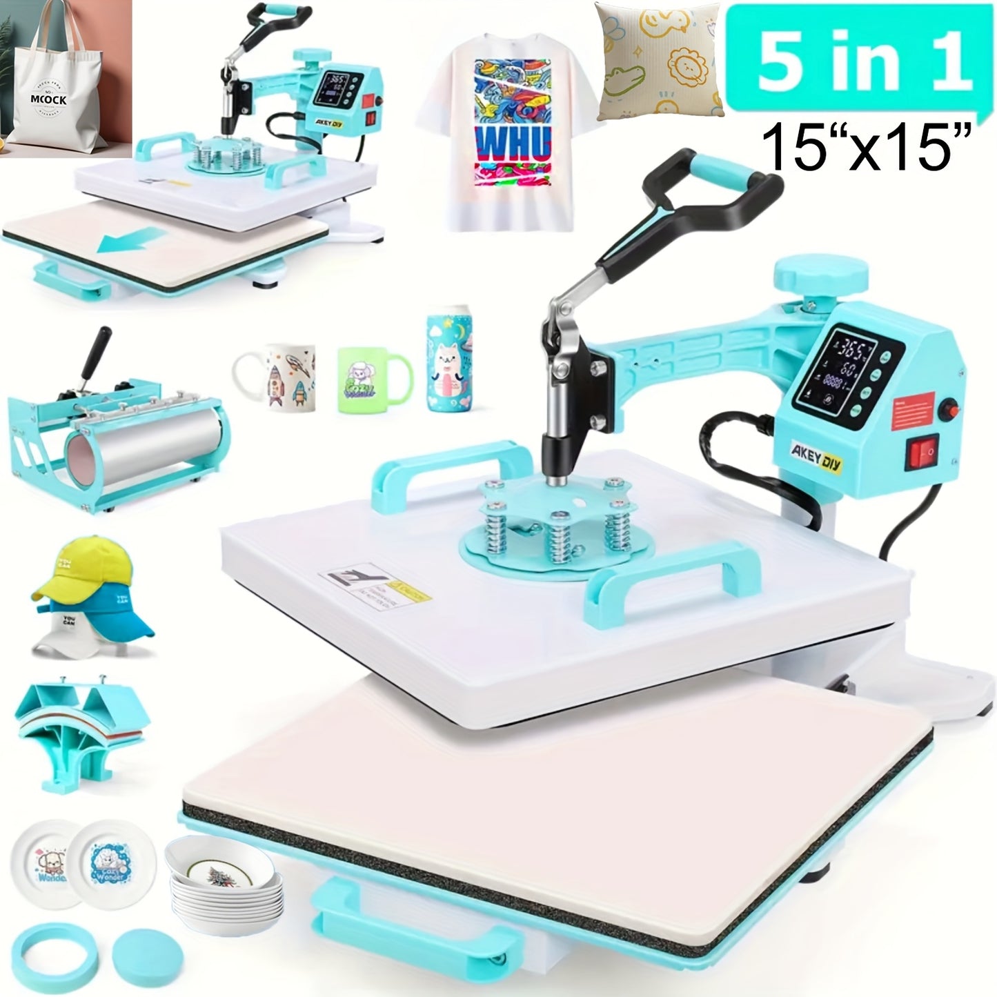 HOMDOX Sublimation Heat Press 8-In-1 Professional Combo