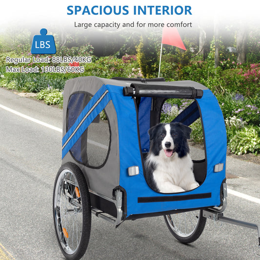 Folding Dog Bike Trailer Pet Cart for Bicycle w/Universal Hitch & 3 Entrances, Bike Wagon Cargo Carrier w/Quick Release 20" Wheels - Revitalize Mind Body