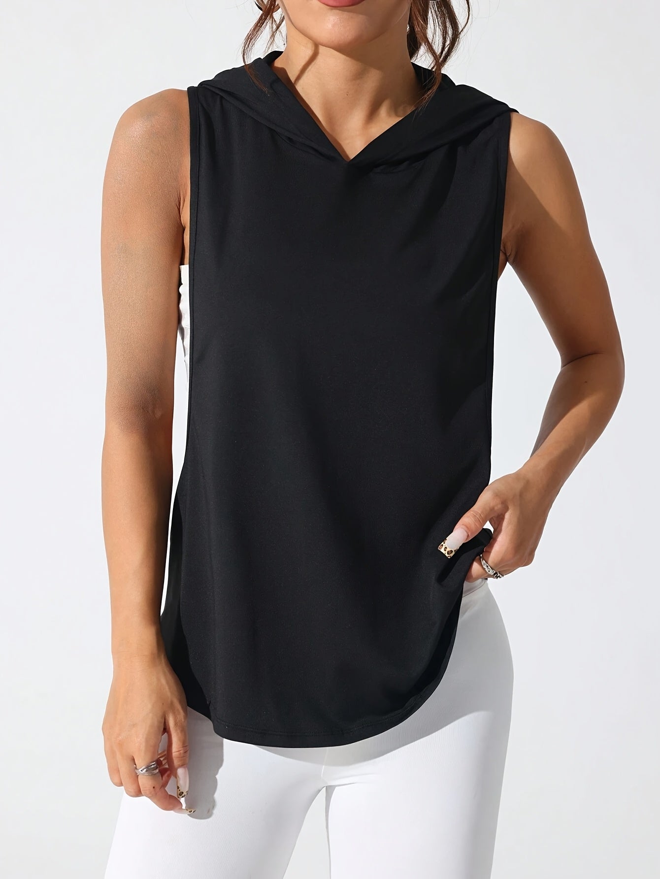 Graphic Print Hooded Tank Top Y2K Style For Women Polyester