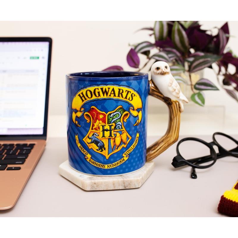 Silver Buffalo Harry Potter Hogwarts Crest Sculpted Handle Mug