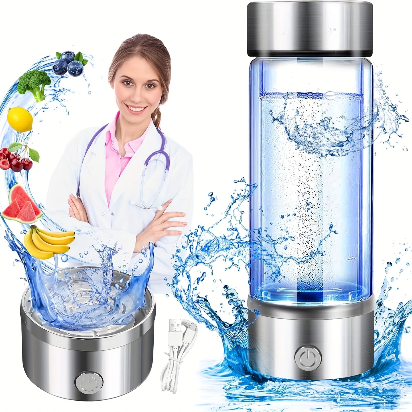QOOSEA Hydrogen Water Bottle Generator PEM Electrolysis