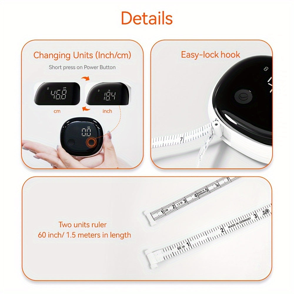 [Accurate Smart Body Measuring Tape] Smart Body Measuring Tape With APP, Body Tape Measure For Fitness Weight Loss Measurement, LED Display Rechargable Muscle Measuring Tape For Unlimited Users - Revitalize Mind Body