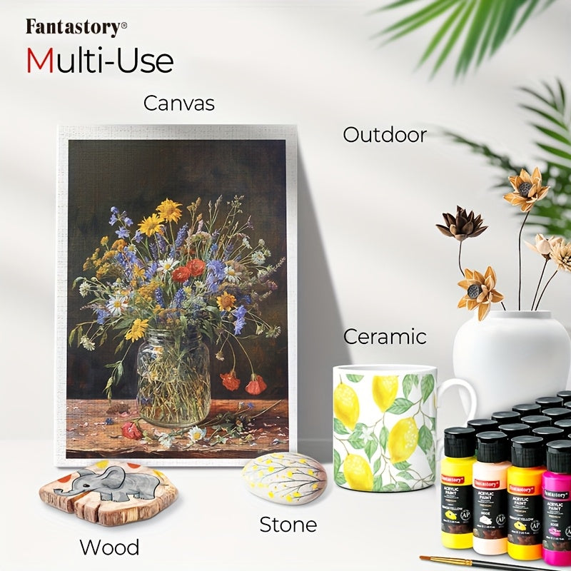 Fantastory 24Pcs Acrylic Paint Set Professional Craft Kit