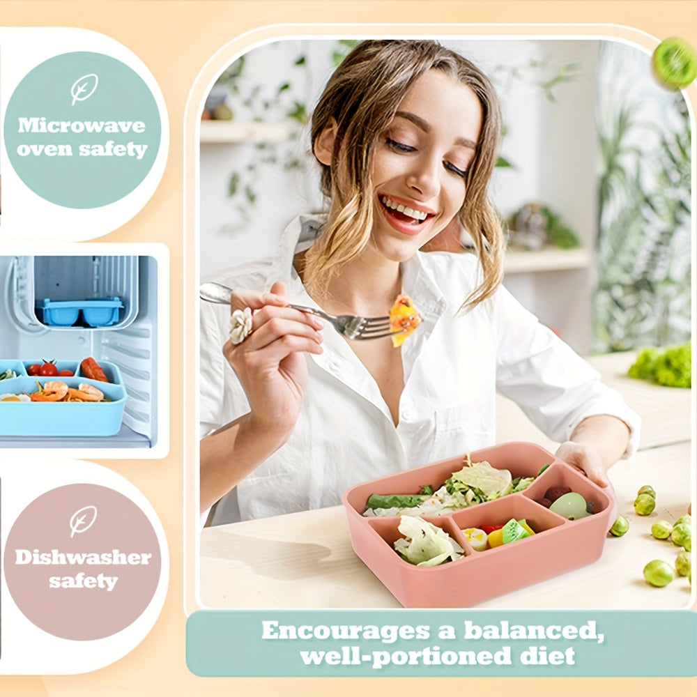 Premium Minimalist Silicone Lunch Box With Four Compartments Microwave Safe - Revitalize Mind Body