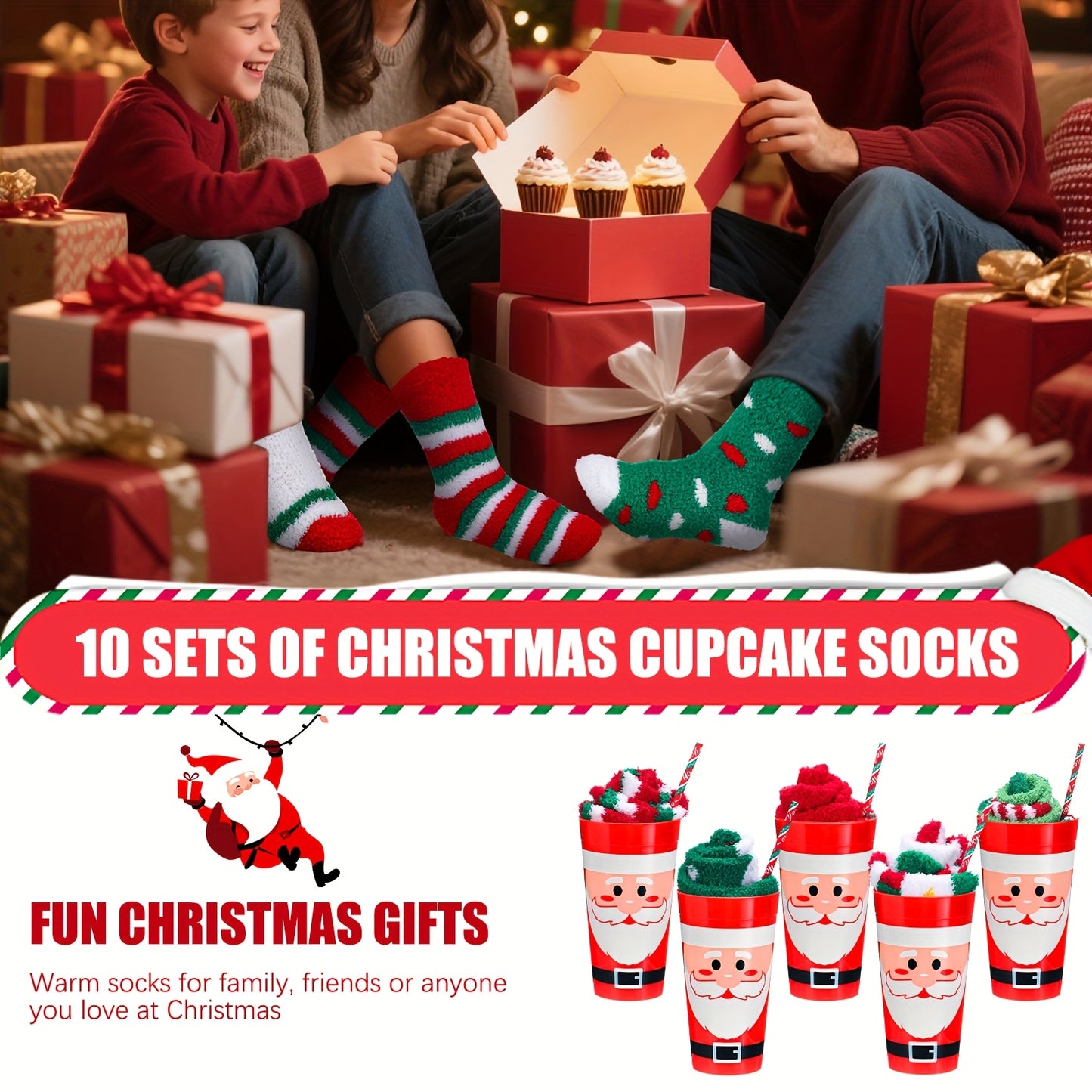 PATELAI Funny Christmas Fuzzy Socks For Women 10 Sets