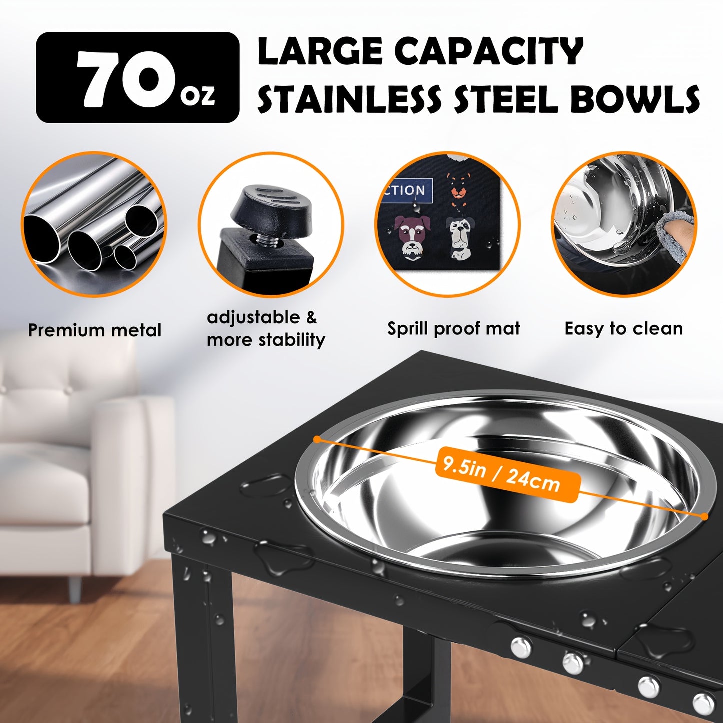ADENGL Elevated Dog Bowl Stand For Large Dogs For Pets