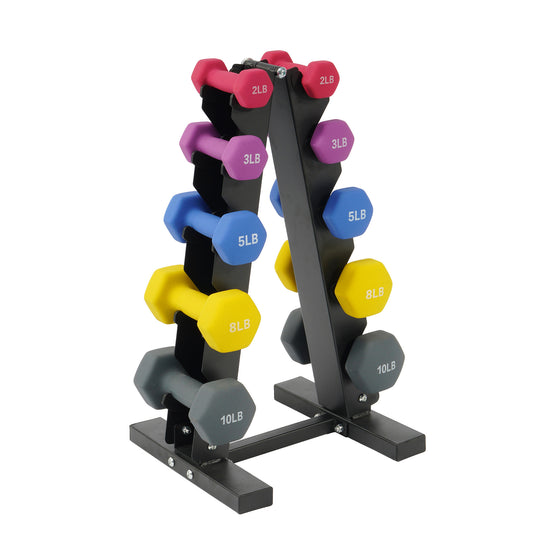 FITVIDS Dumbbell Set With Stand Neoprene Coated Weights