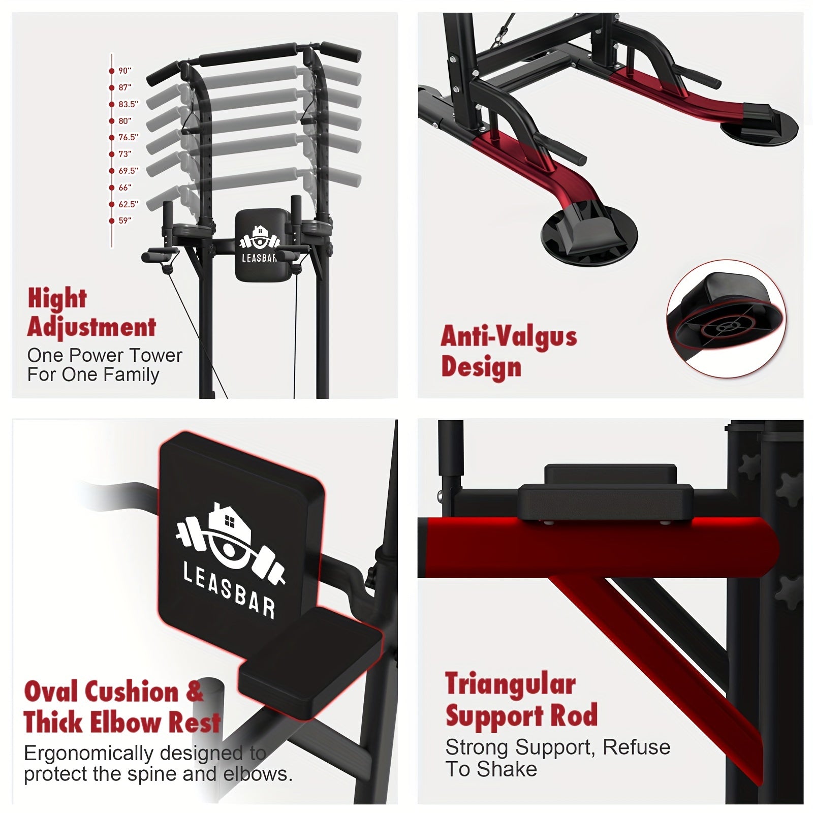 [Power Tower] Adjustable Power Tower | Pull Up Bar Stand Dip Station Workout Equipment Multi-Function Strength Training Exercise Equipment for Men Women Home Gym 330LBS - Revitalize Mind Body