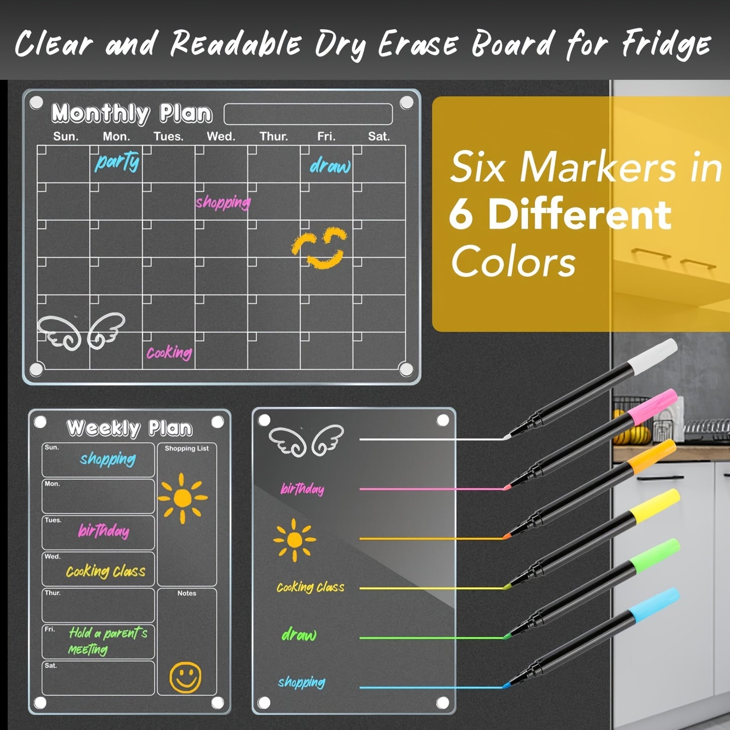 DIYMAG Acrylic Magnetic Dry Erase Calendar for Fridge