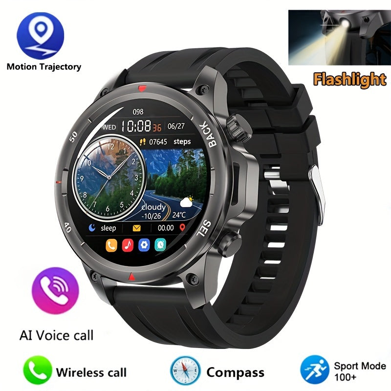 Men's GPS Smart Watch - LED Backlight, 360° HD Screen, AI Voice, Wireless Calls & NFC | Stainless Steel/Silicone Band, Compass, Sports Modes, Father's Day Gift - Revitalize Mind Body