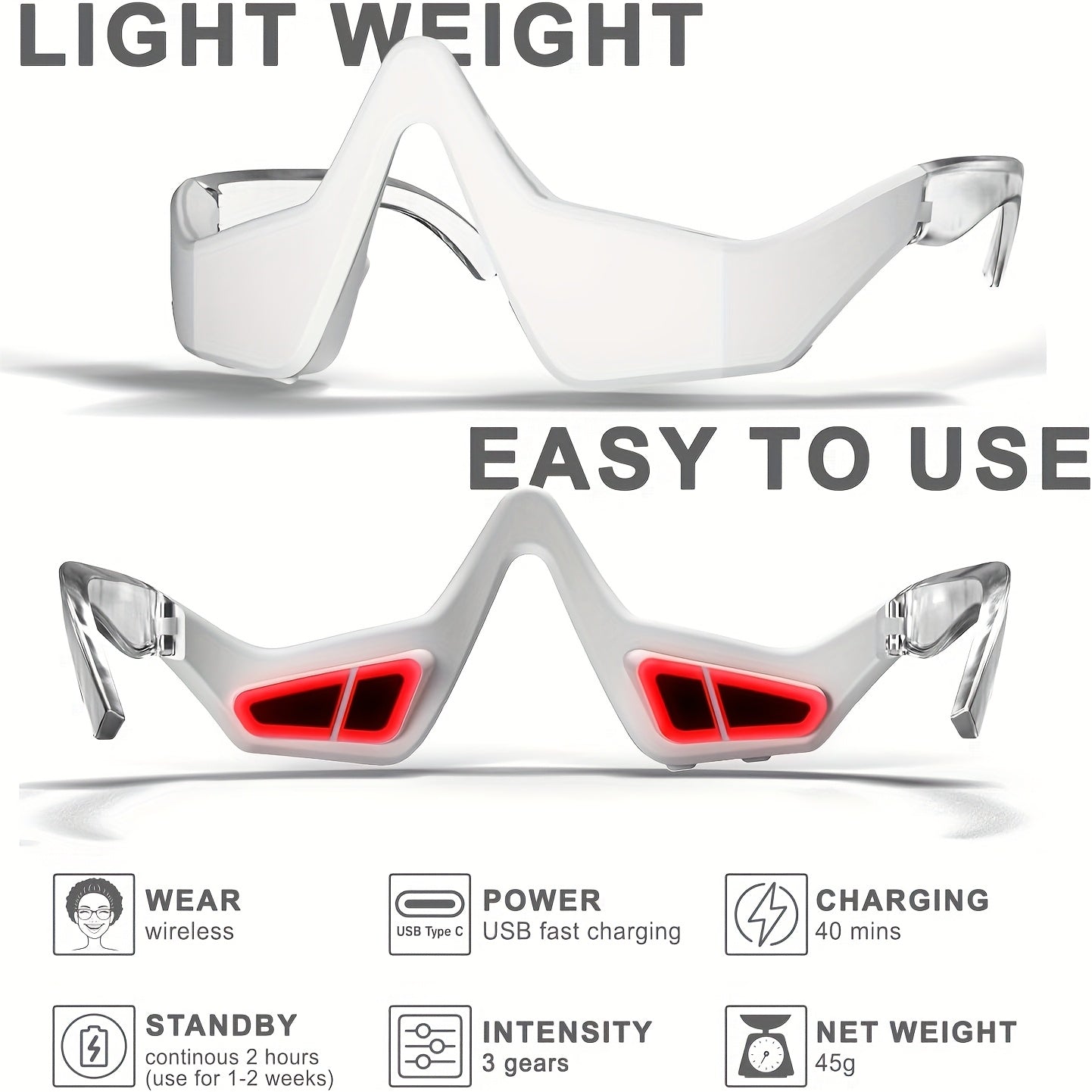 KTS Red Light Therapy Under Eye Massager Glasses Puffiness