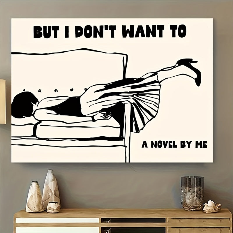 Wrapped Wooden Framed Canvas Poster With Funny Quotes Wall Art