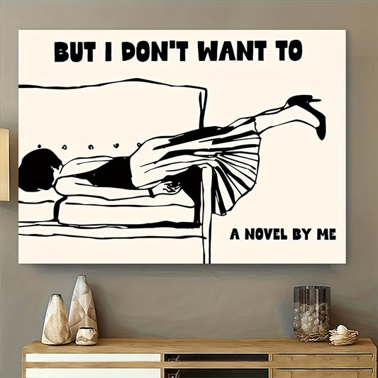 Wrapped Wooden Framed Canvas Poster With Funny Quotes Wall Art