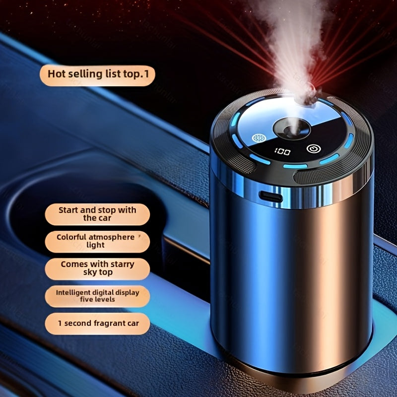 2025 New Car Automatic Aromatherapy Machine, with 5-color LED Light, Car Deodorization and Sterilization, Car Aroma Deodorizing Spray Air Freshener One Machine Three Bottles of Essential Oils - Revitalize Mind Body