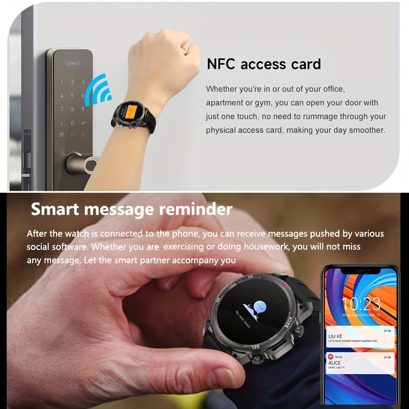 Men's GPS Smart Watch - LED Backlight, 360° HD Screen, AI Voice, Wireless Calls & NFC | Stainless Steel/Silicone Band, Compass, Sports Modes, Father's Day Gift - Revitalize Mind Body