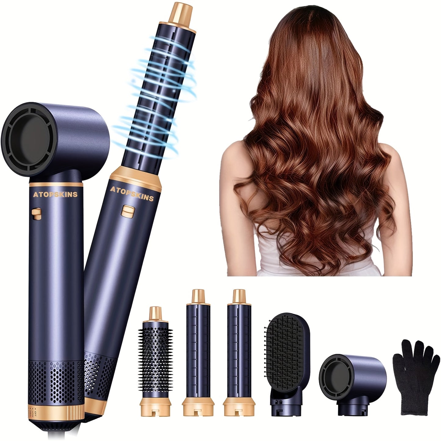 UKLISS 5-In-1 Hair Dryer Brush Styler Detachable Hot Air