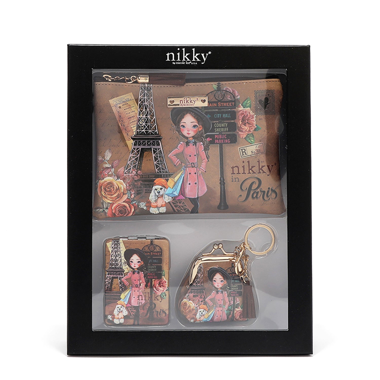 NIKKY Three Piece Gift Set Accessories Pouch Coin Purse Mirror - Revitalize Mind Body