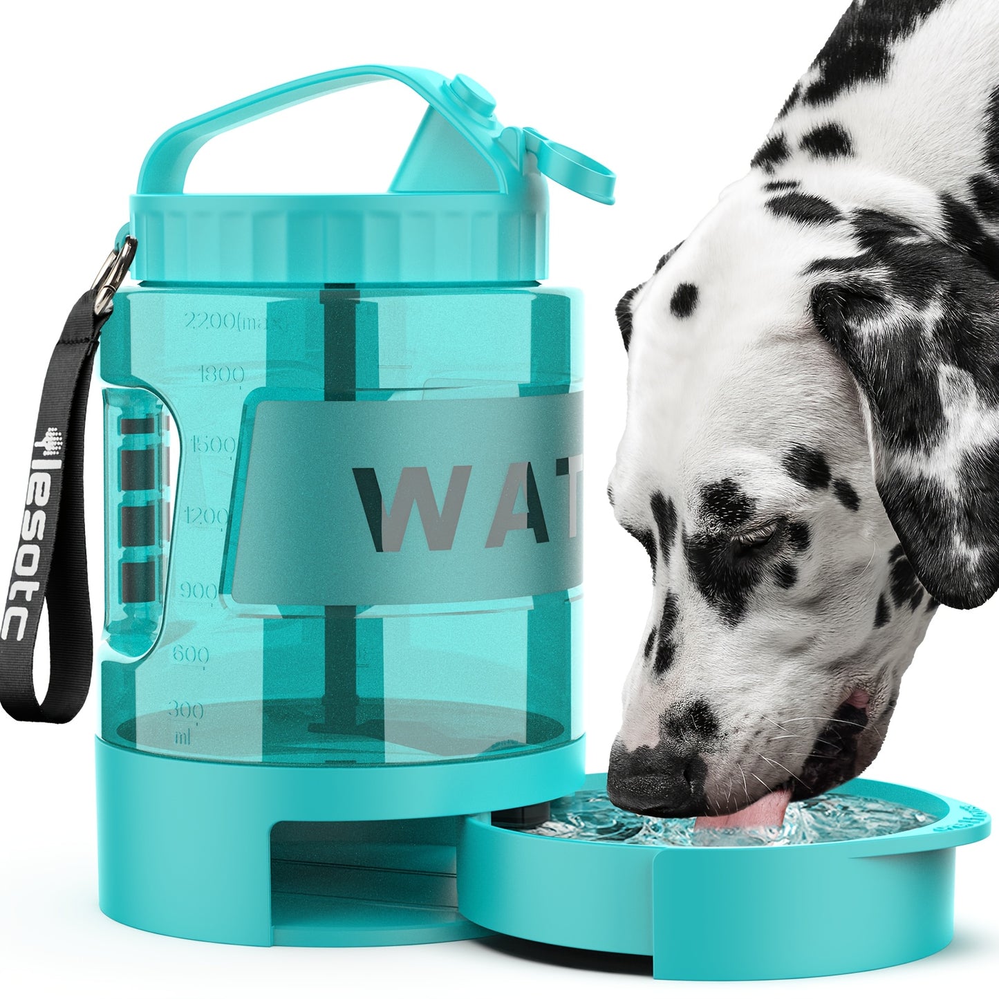 Lesotc Dog Travel Water Bottle With Portable Bowl Dispenser