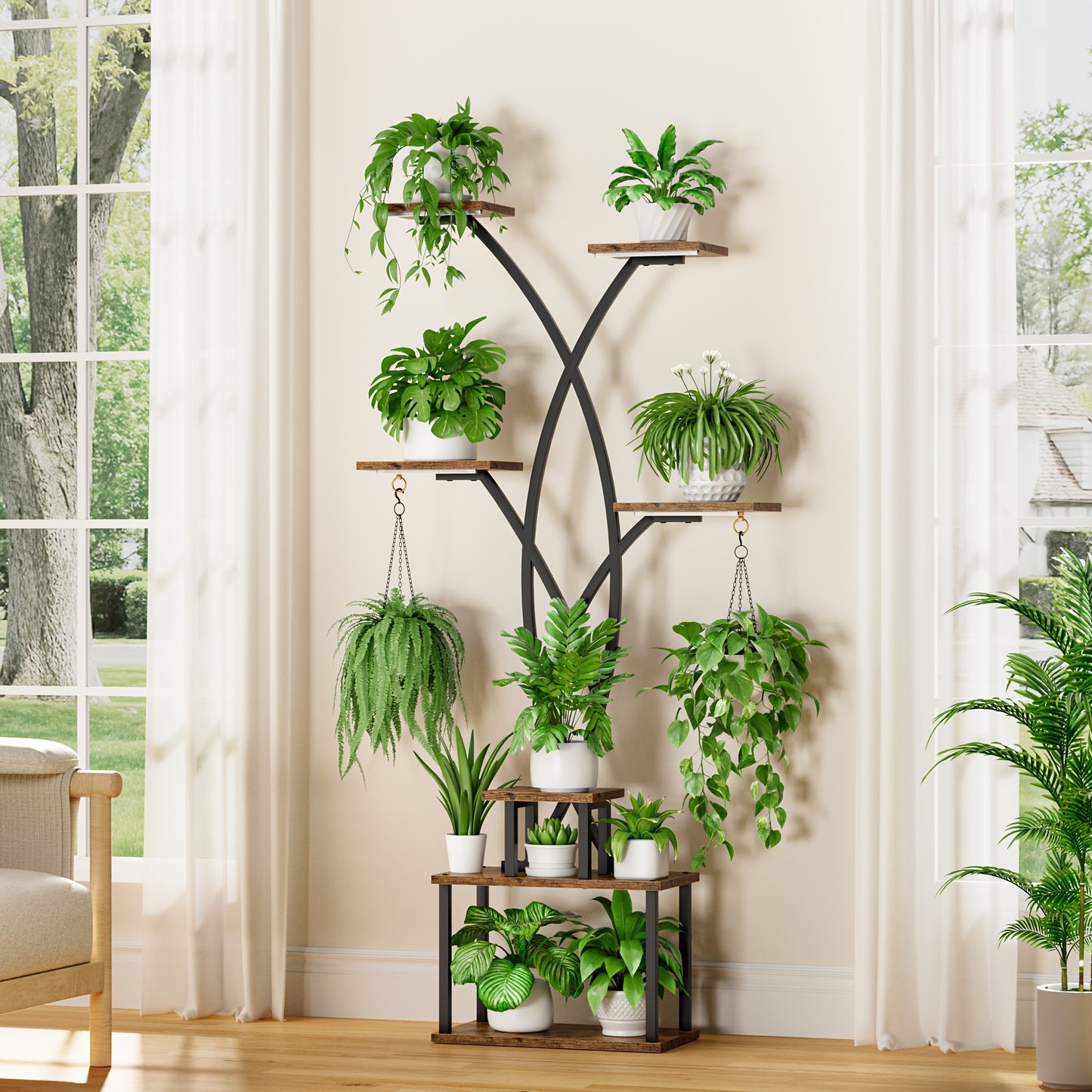 CODACE Indoor Plant Stand With Grow Lights 7-Tier Shelf
