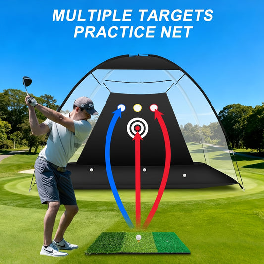 OLIXIS Golf Hitting Net with Tri-Turf Mat Indoor Outdoor Training