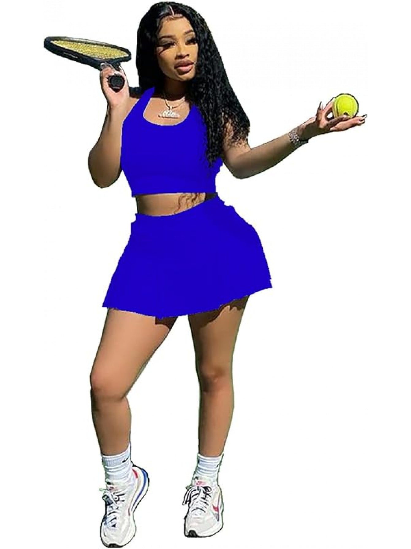 Women Athletic Sports 2pc Skirt Set Activewear Tank Top