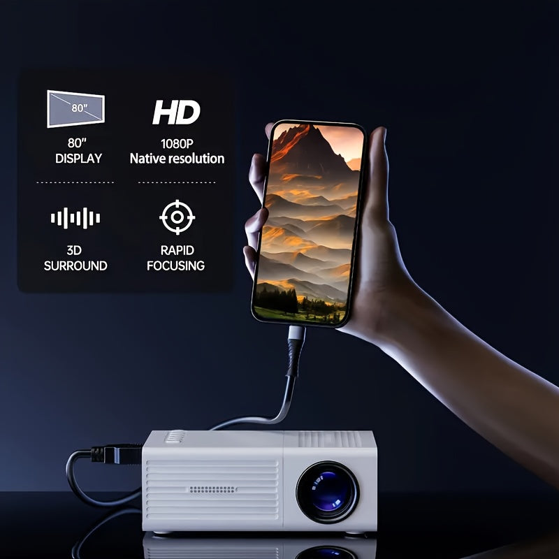AIMPIRE Portable Mini Projector With iOS Android Windows Remote