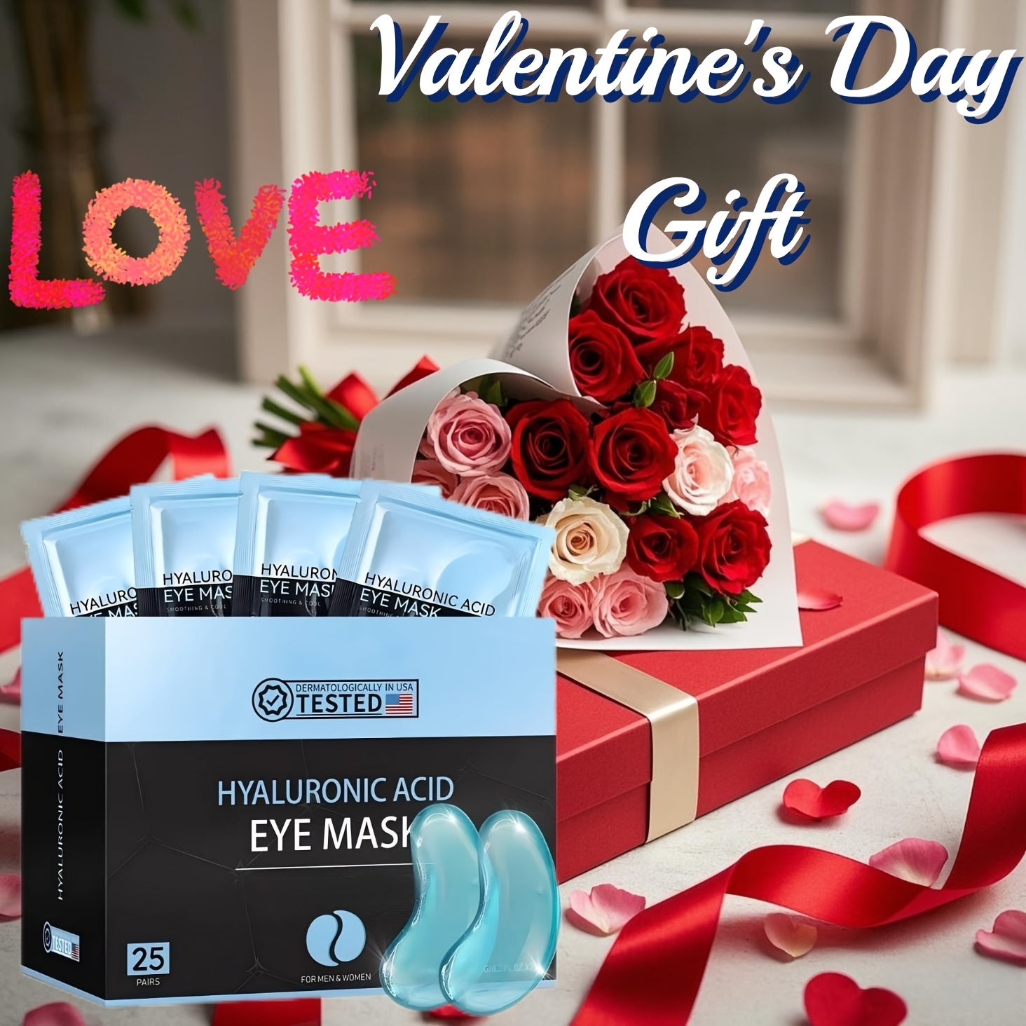 50pcs Hyaluronic Acid Eye & Lip Mask Set - Moisturizing, Firming, Hypoallergenic, Travel-Friendly for All Skin Types, Ideal for Wedding & Valentine's Day Gifts - Revitalize Mind Body
