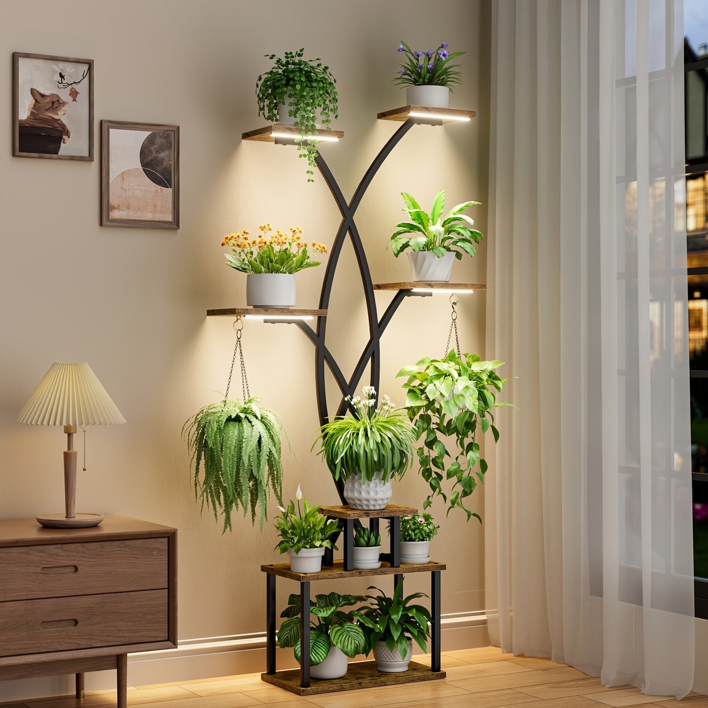 CODACE Indoor Plant Stand With Grow Lights 7-Tier Shelf