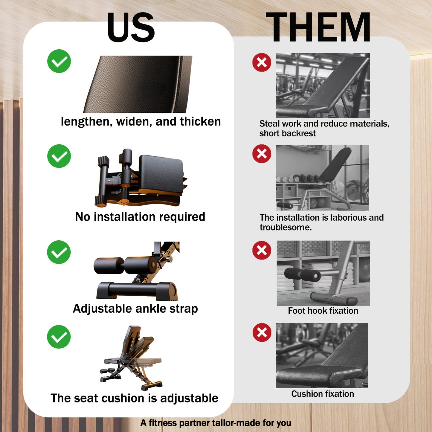 Adjustable Weight Bench for Home Gym Foldable Incline Decline 770lbs