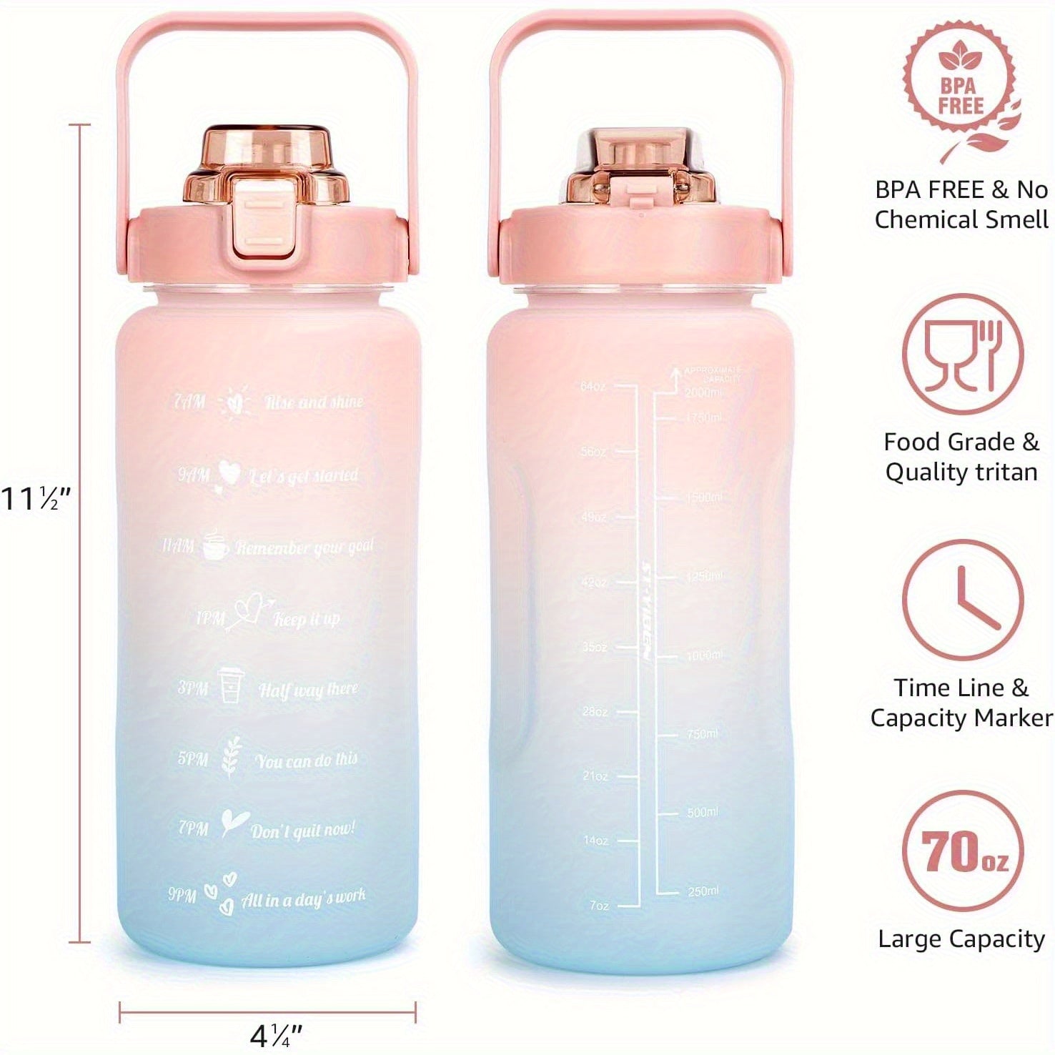 Aobteeny Leakproof Tritan Water Bottle With Time Stamp - Revitalize Mind Body