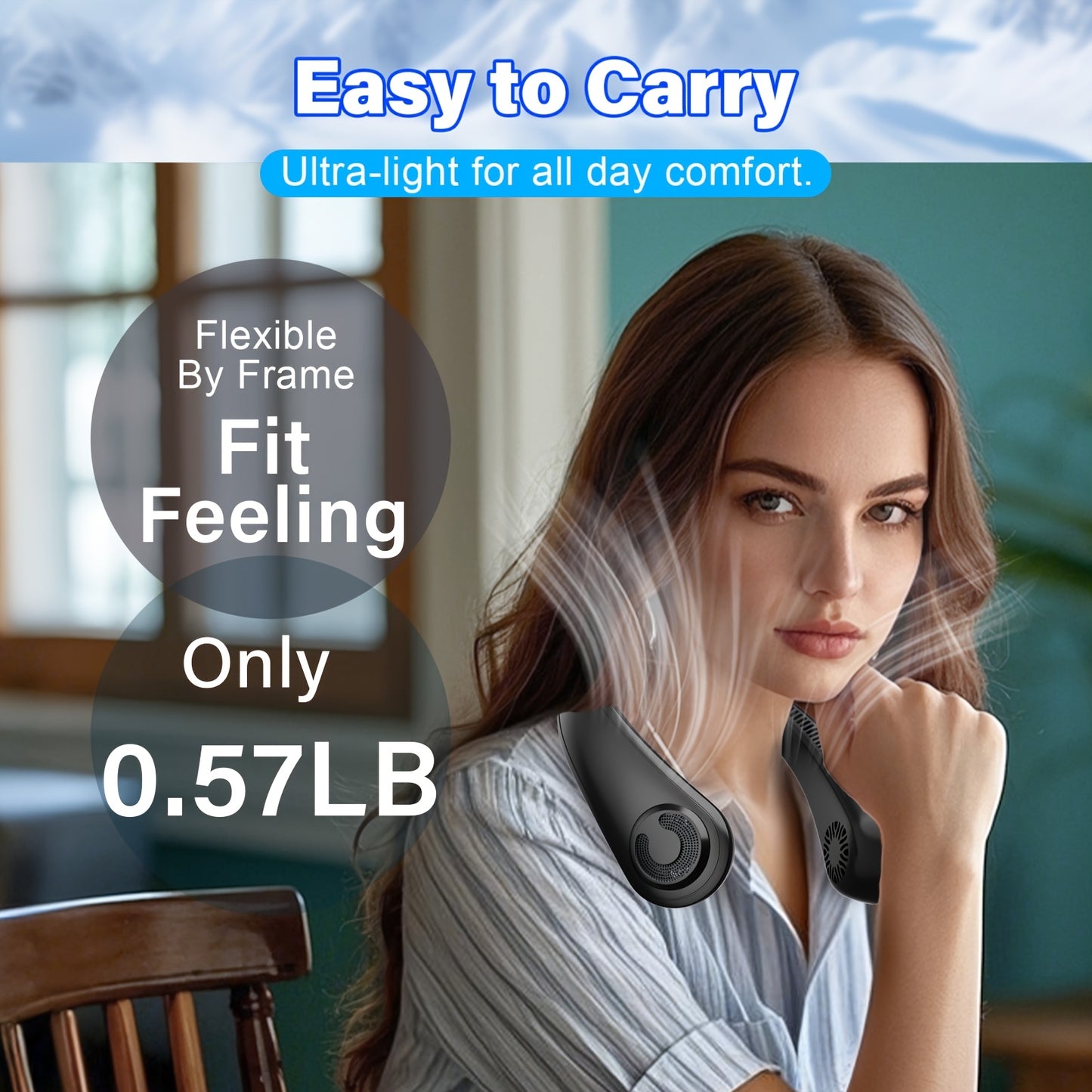 Neck Fan, Portable Personal Cooling Bladeless Sports Neck Fan, 5-Speed Wind Speed+omni-Directional Airflow + Anti-Slip Design, Ultra-Lightweight Body, Twistable Frame, Ultra-Low Noise, Suitable For Outdoor, Indoor, Travel And - Revitalize Mind Body