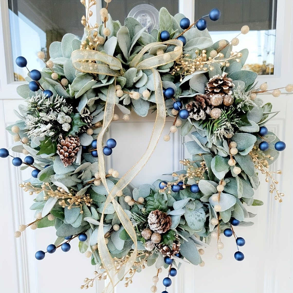 Classic Christmas Eucalyptus Leaf Wreath With Pine Cones