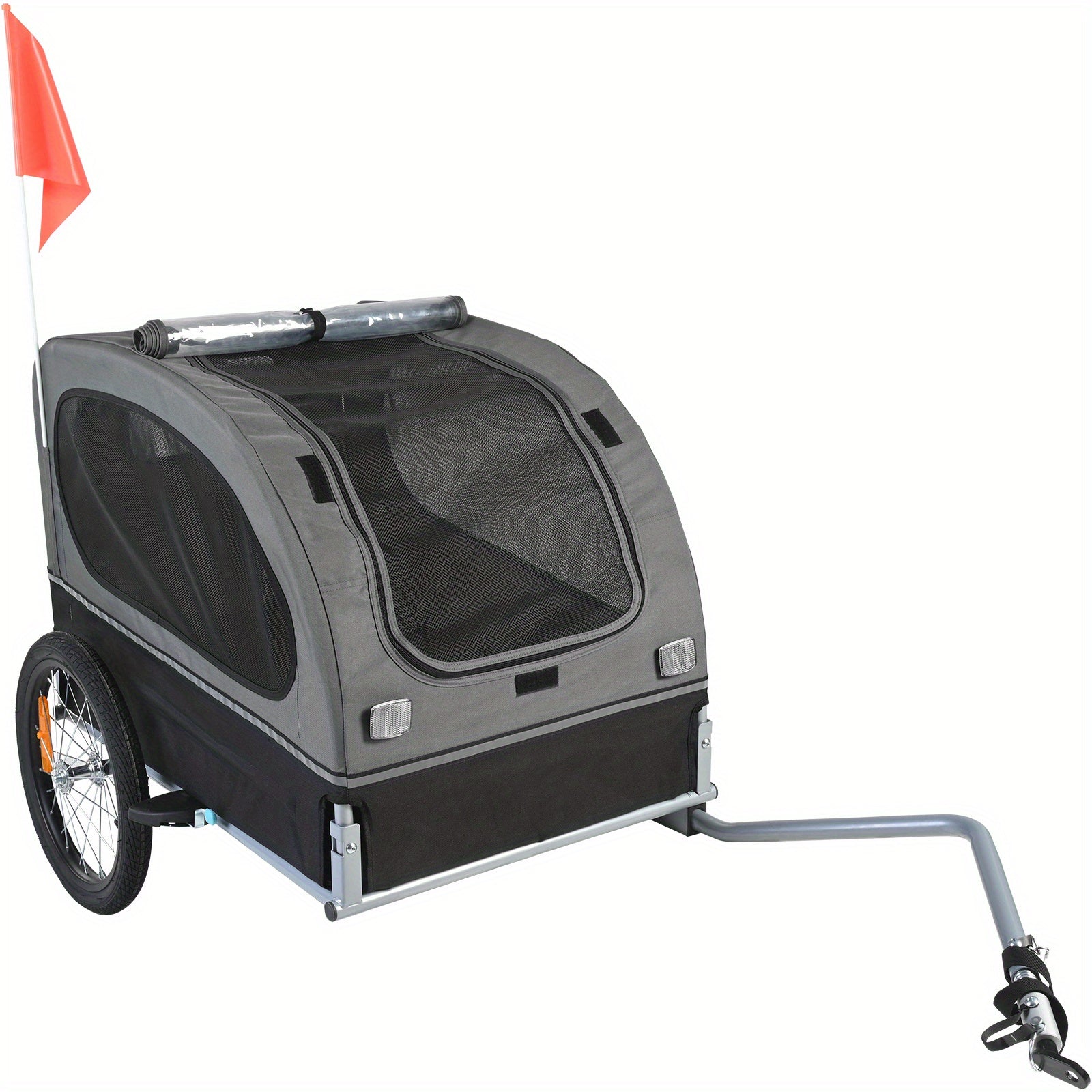 [100lbs|Folding] Happybuy Dog Bike Trailer | Supports up to 100 lbs, Easy Folding Frame, Universal Bicycle Coupler | Pet Cart Bicycle Carrier, Quick Release Wheels, Reflectors, Flag, Collapsible to Store, Blue/Black - Revitalize Mind Body