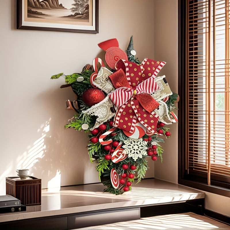 Luxurious Christmas Teardrop Wreath With Candy And Greenery