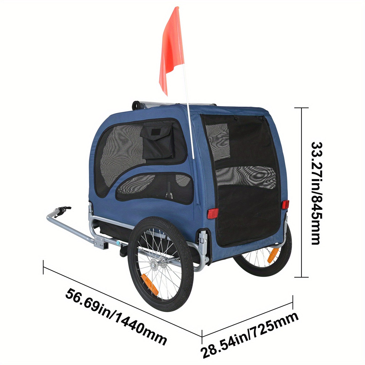 [100lbs|Folding] Happybuy Dog Bike Trailer | Supports up to 100 lbs, Easy Folding Frame, Universal Bicycle Coupler | Pet Cart Bicycle Carrier, Quick Release Wheels, Reflectors, Flag, Collapsible to Store, Blue/Black - Revitalize Mind Body