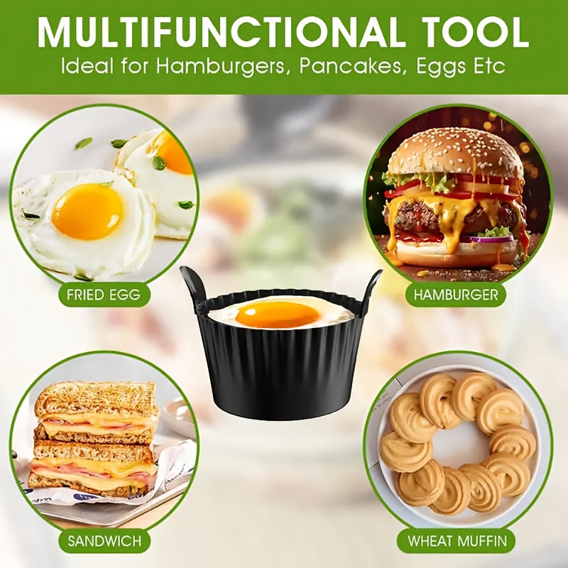 3pcs Black Silicone Air Fryer Baking Ramekins - Non-Stick, Food-Grade, Heat-Resistant Oven & Air Fryer Safe - Ideal for Eggs, Cupcakes, Muffins, Puddings, Tarts, Custards - Healthy Cooking Essentials, Air Fryer Accessories, K - Revitalize Mind Body