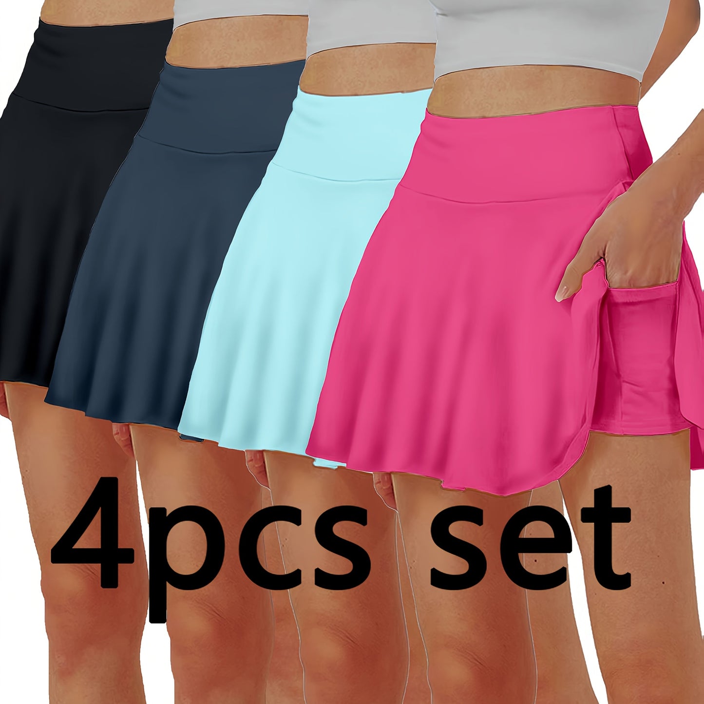 Breathable Women Yoga Skirt With Pocket Built In Shorts